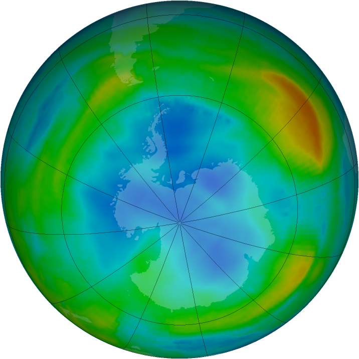 Antarctic ozone map for 22 July 1999